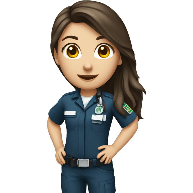 Paramedic brunette female long hair emoji