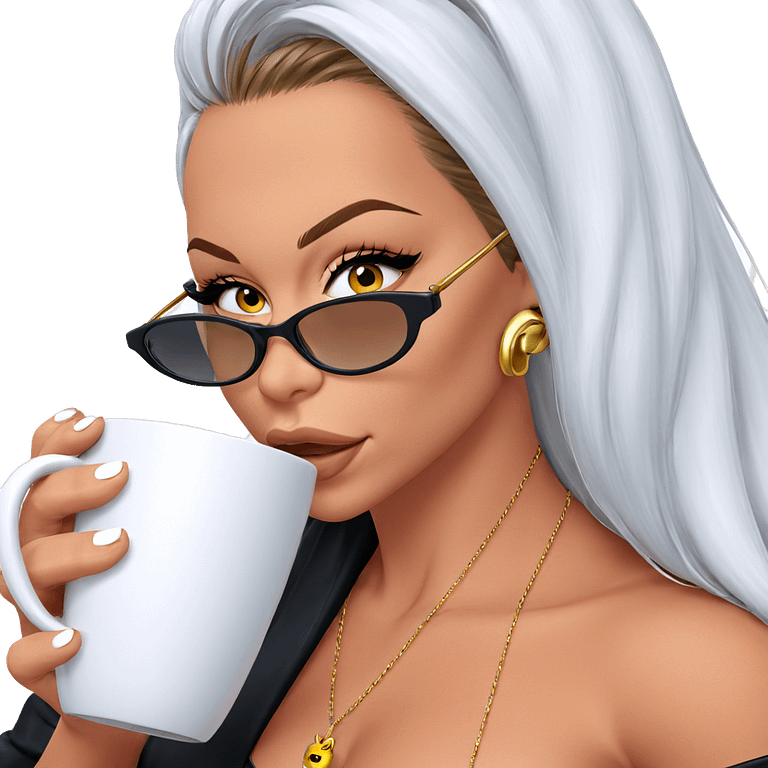 beautiful girl with coffee mug emoji