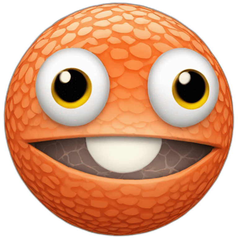 3d sphere with a cartoon Salmon skin texture with big kind eyes emoji