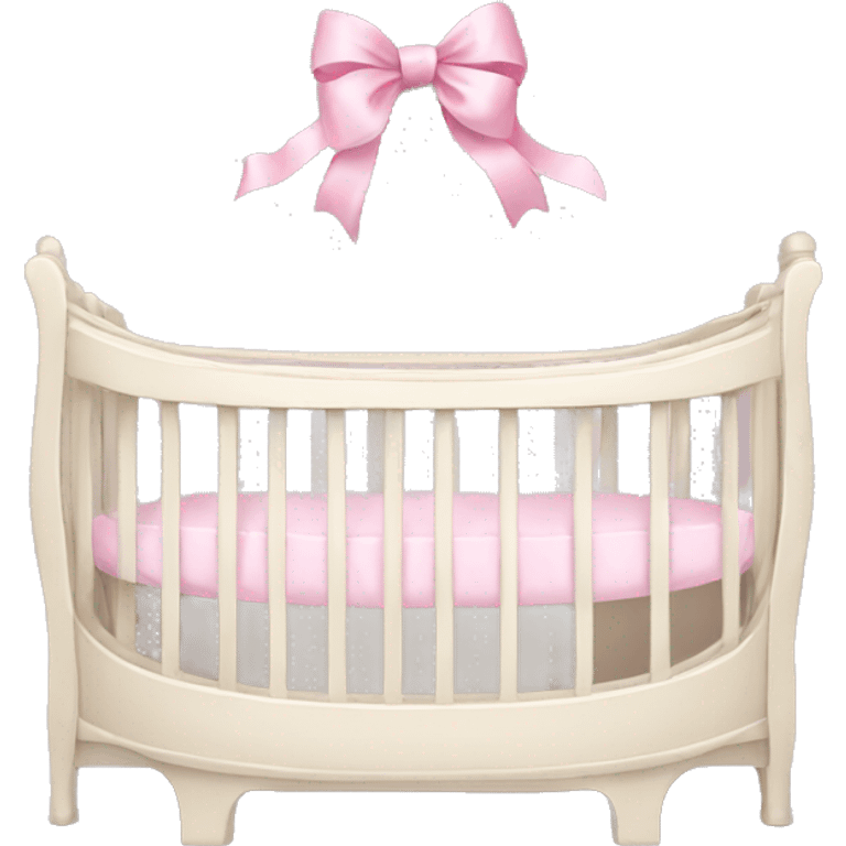 Elegant baby crib with pink bow emoji