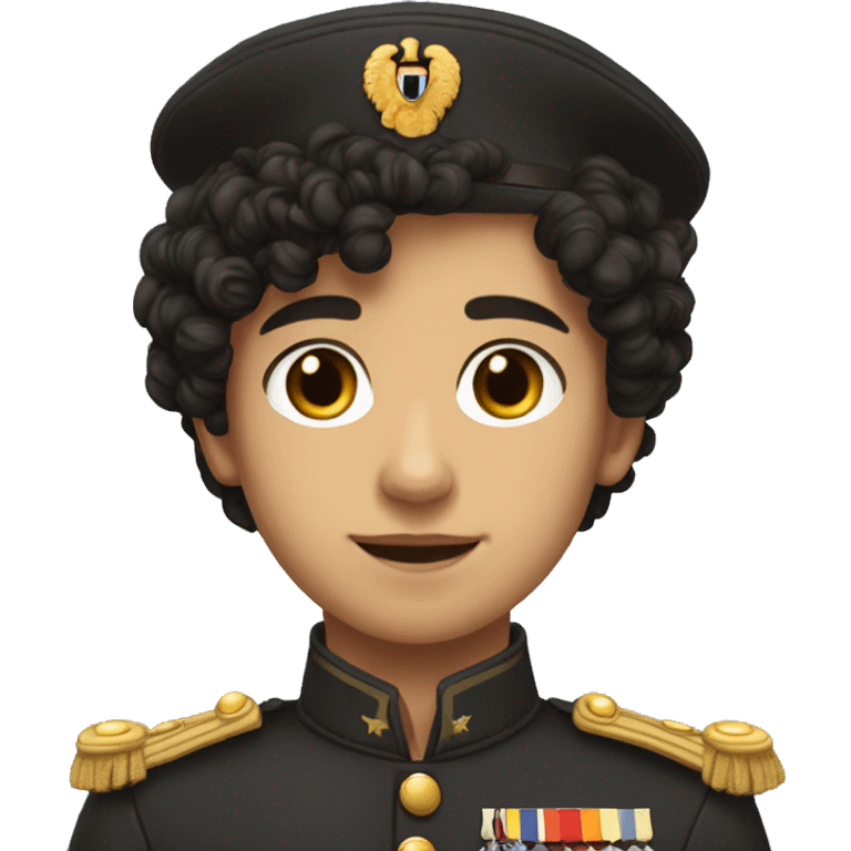 long hooked nose, primples, tan skin, curly black hair, teen boy, male, german military uniform emoji