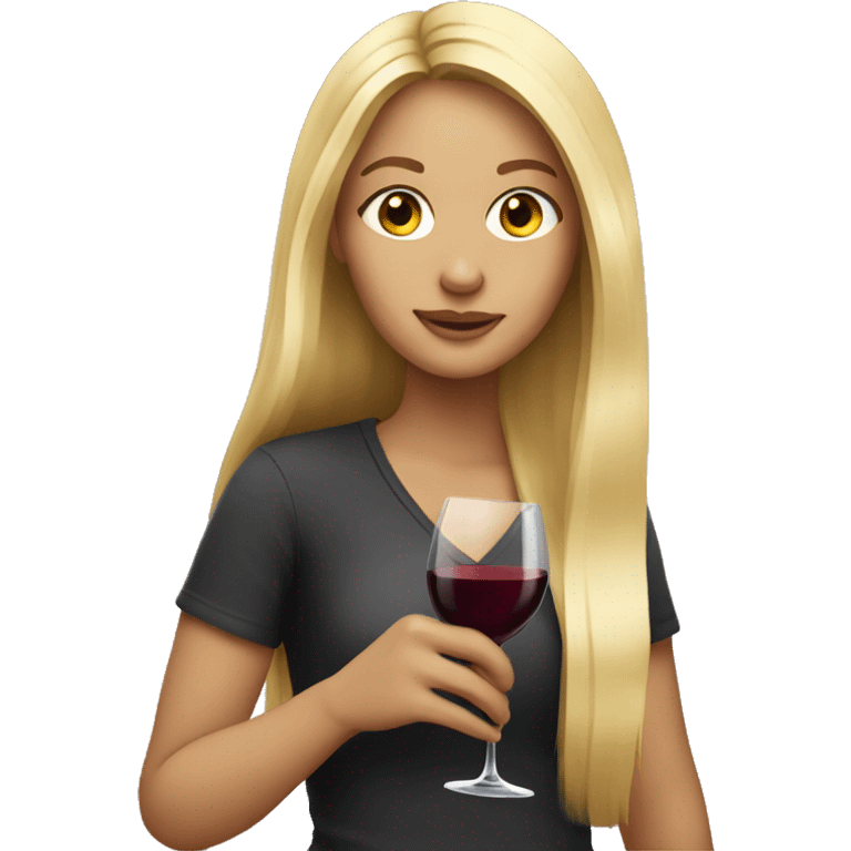 long blonde hair girl with glass wine emoji