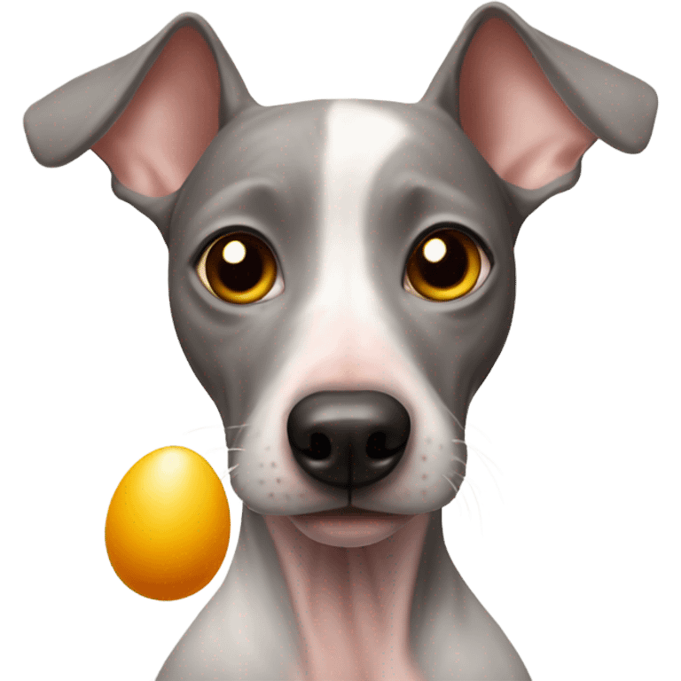 American Hairless Terrier eating Boiled egg emoji