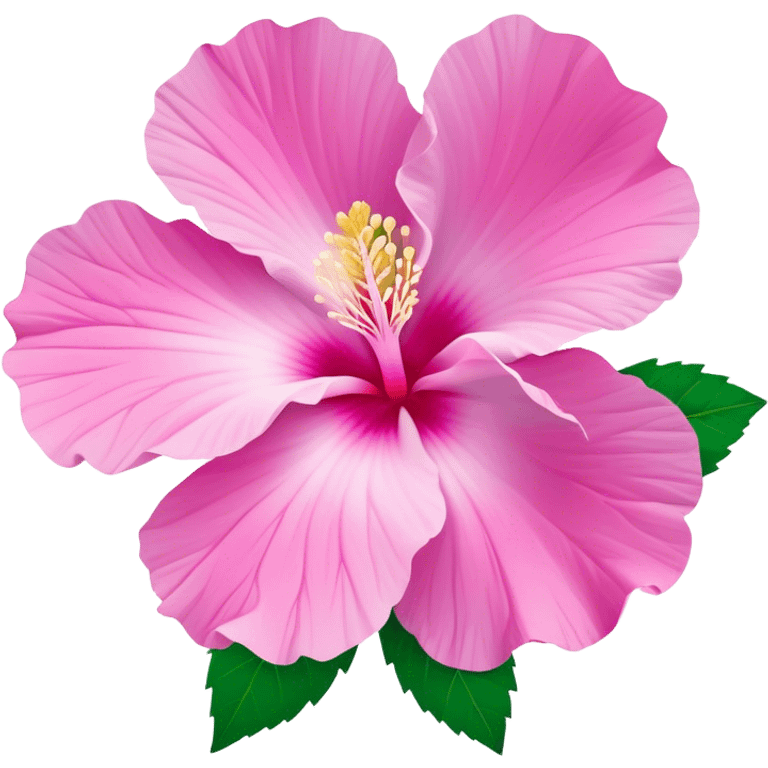 Cinematic Realistic image of a Mugunghwa flower (Rose of Sharon), rendered with delicate petal textures and vibrant pink hues, set against a minimalist background with gentle, diffused lighting that highlights its national significance emoji