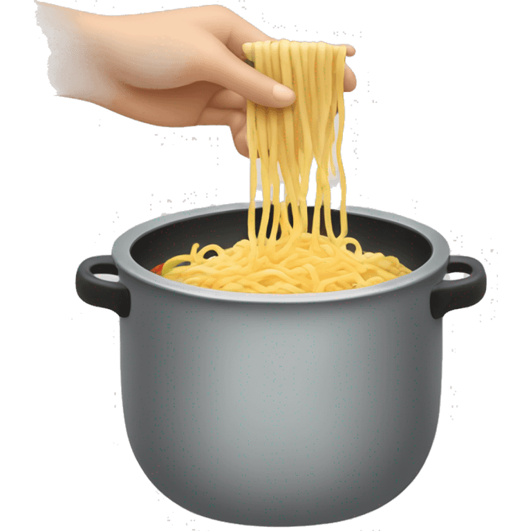 hand in a pot of noodles emoji