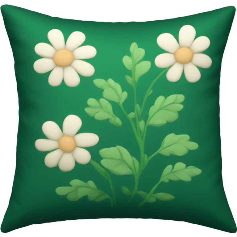 Dark green pillow  with flower motive  emoji