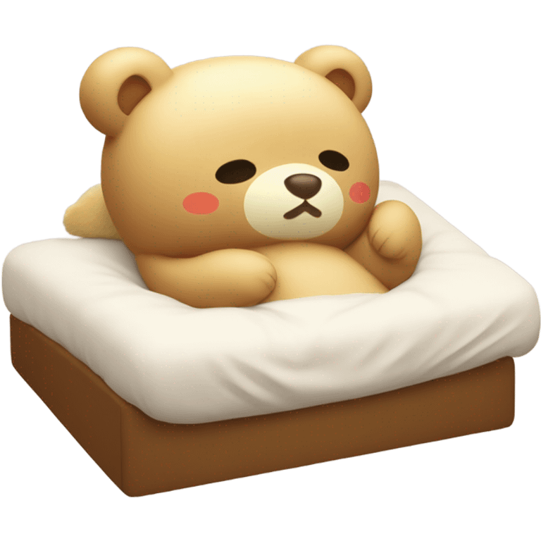 Rilakkuma sleeping in bed (side view) emoji