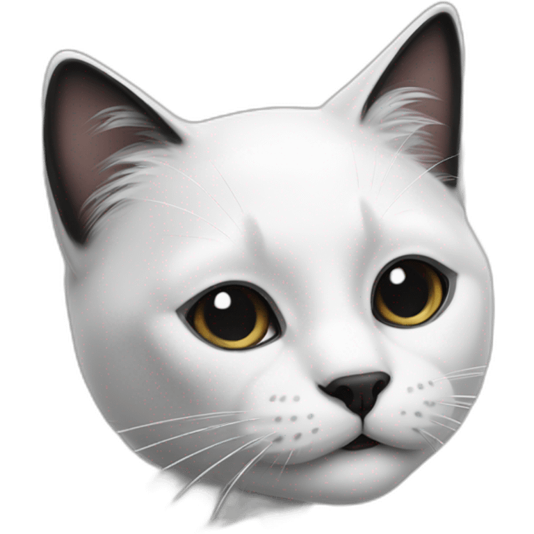 a white and black cat with smal black tings emoji