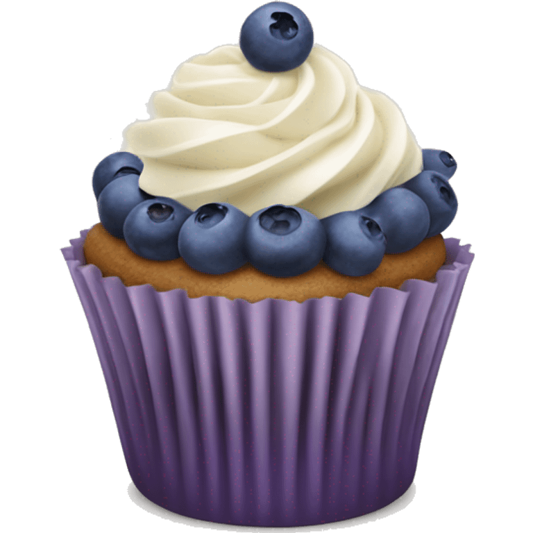 Cupcake with blueberries and vanilla frosting  emoji