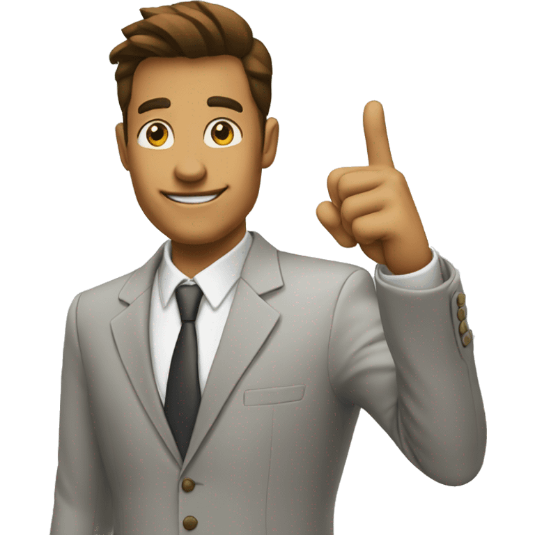 business man pointing finger up emoji