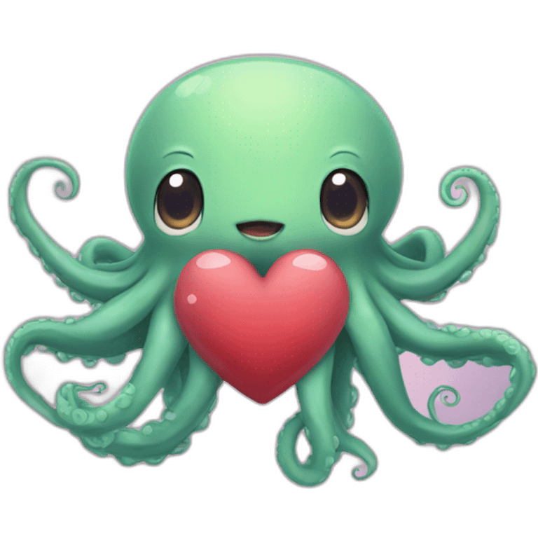 cute kraken cute face having a heart arrack emoji