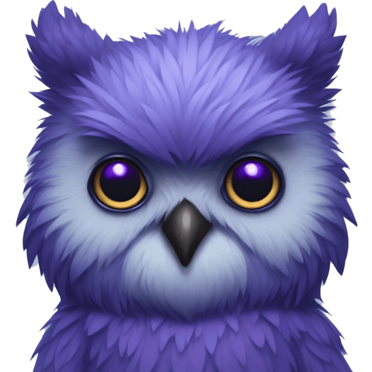 blue owlbear bear cub body purple eyes owl beak emoji