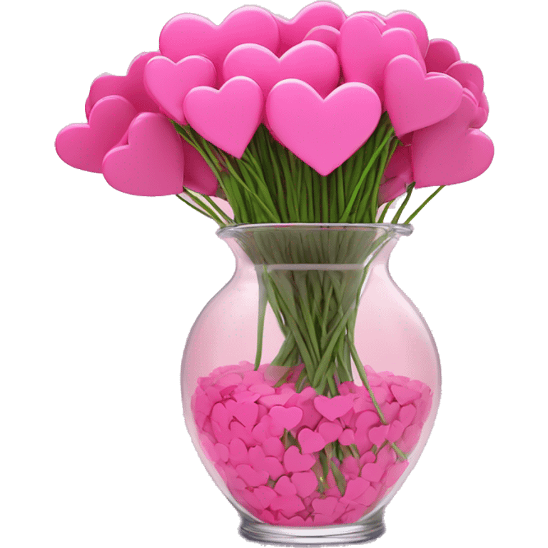 10000000 huge pink hearts on stems in a clear glass vase emoji