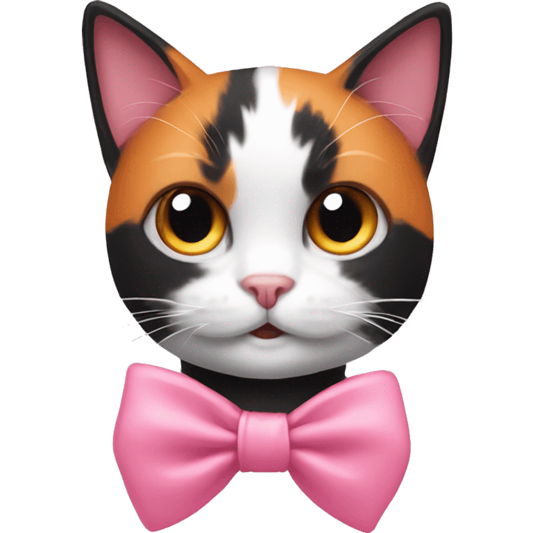 orange black white cat with a pink bow emoji