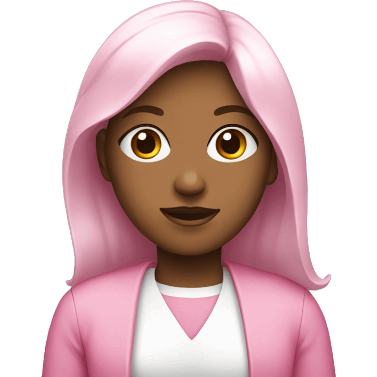 a girl dressed in pink and white emoji