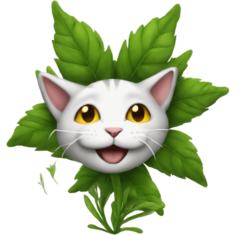 Weed cat happy smile  emoji