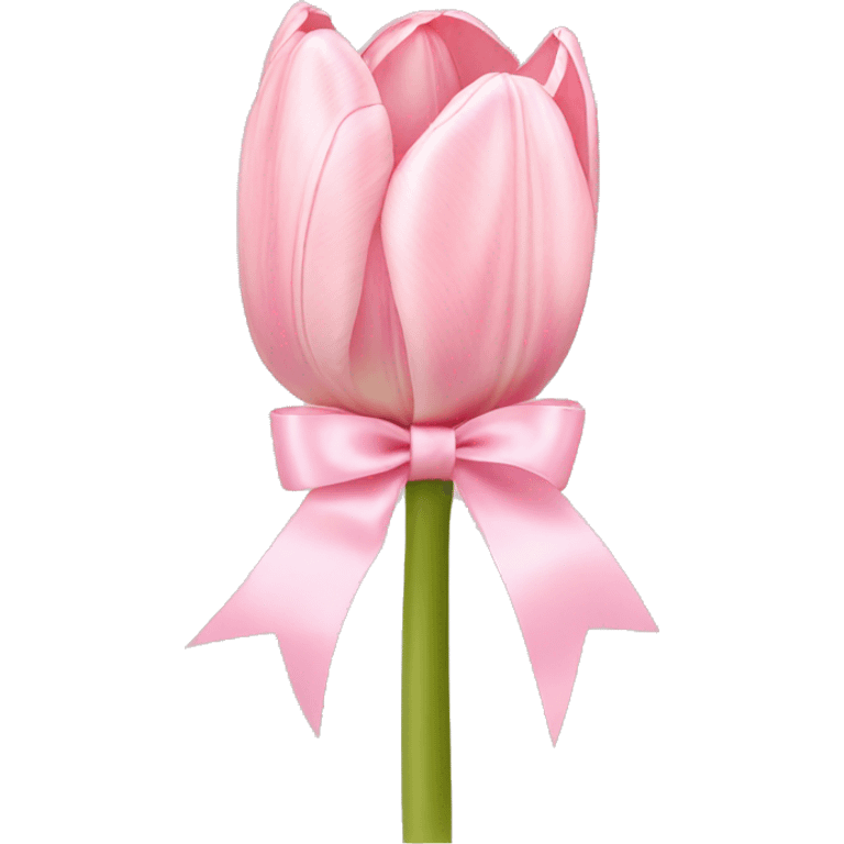 light pink tulip bouquet with light pink bow emoji