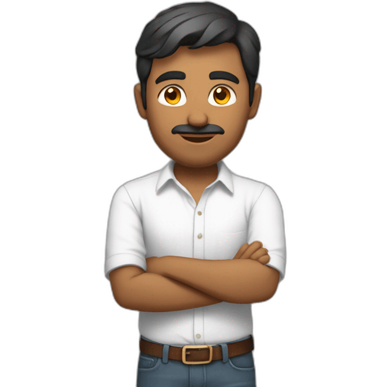 Indian man developer in plain white shirt with sleeve up profile image emoji