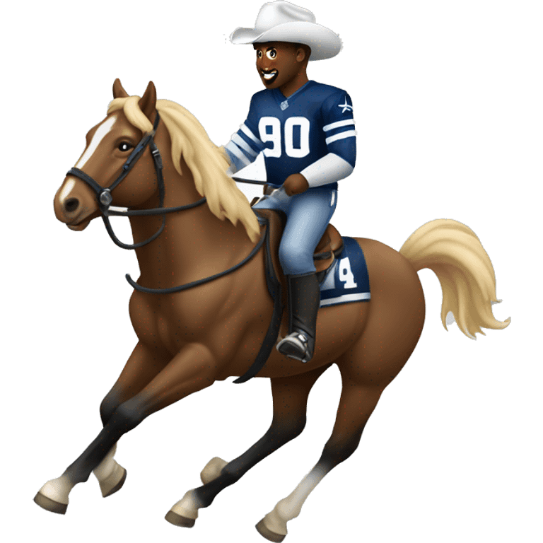 Dallas Cowboy player riding a pony emoji