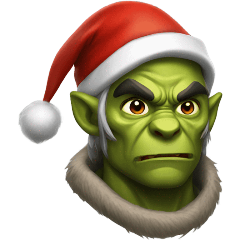 Fierce Orc ranger wearing santa hat emoji