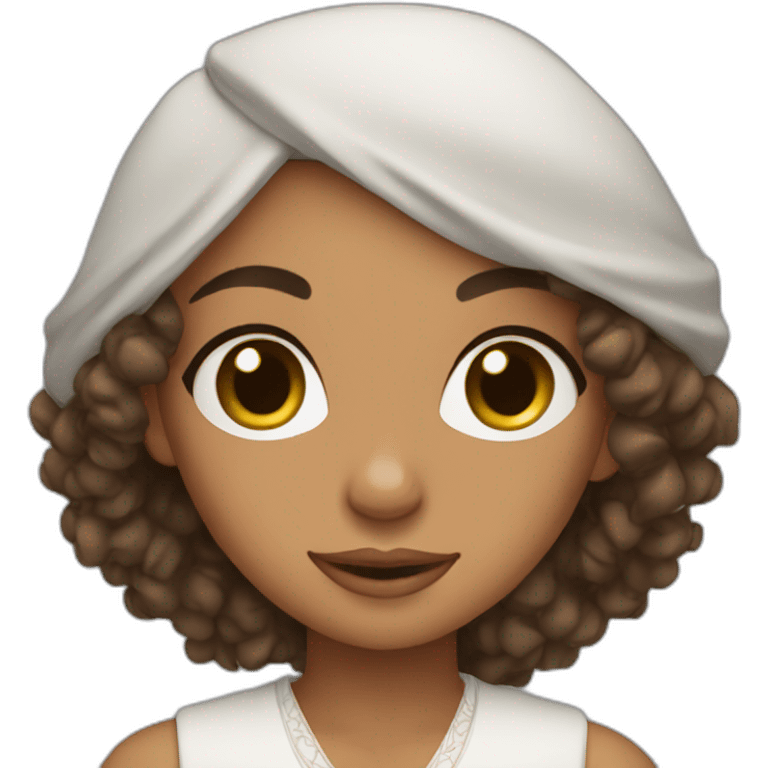 Moroccan girl with brown curly hair emoji