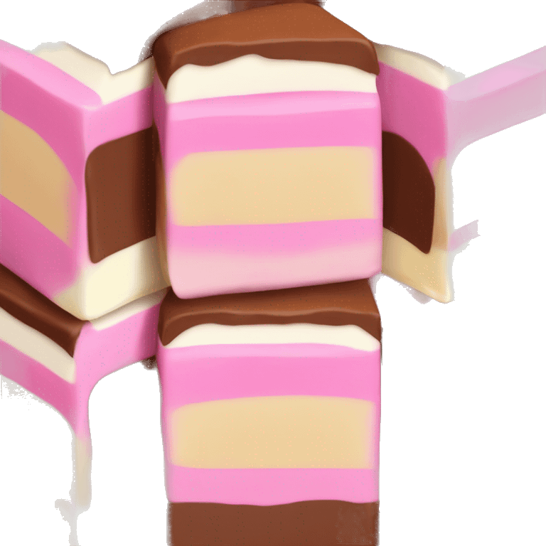 three layered vanilla fudge with white brown and pink  emoji