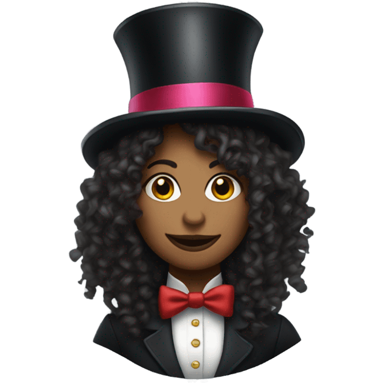 Woman with long curly hair and top hat Circus emoji