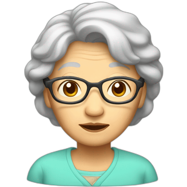 Asian grandma with glass emoji