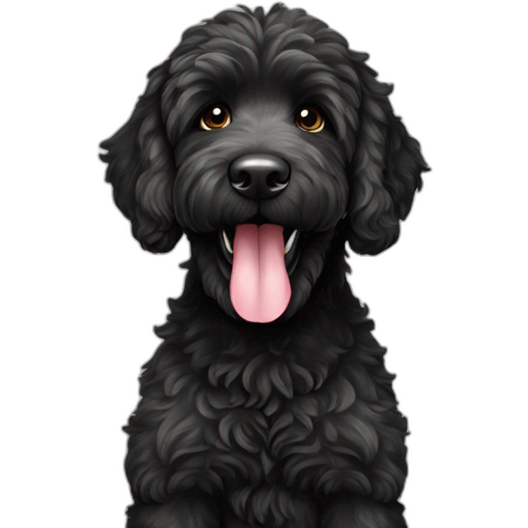 smiling black goldendoodle emoji