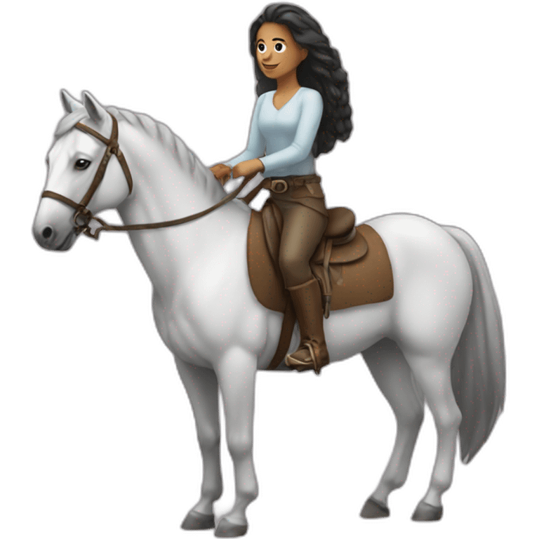 women on a horse with 54 emoji