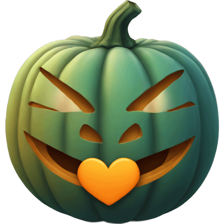 Pumpkin with heart emoji