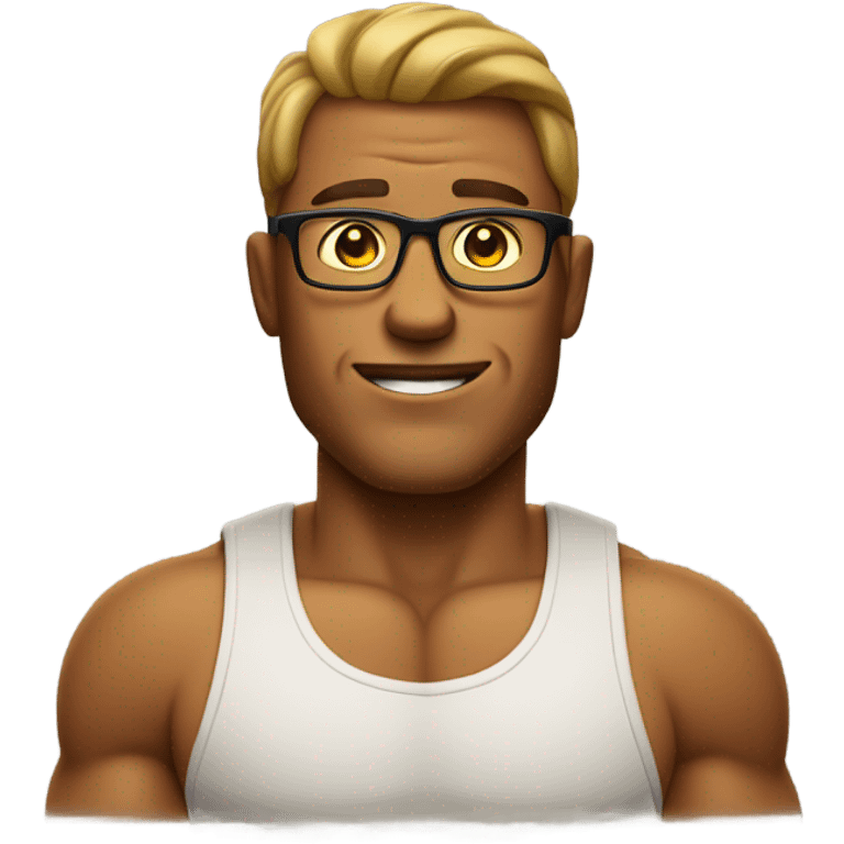 big muscular tan guy with glasses emoji