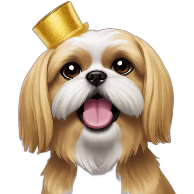 golden shih tzu partying emoji