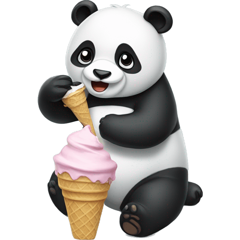 Panda eating ice cream emoji