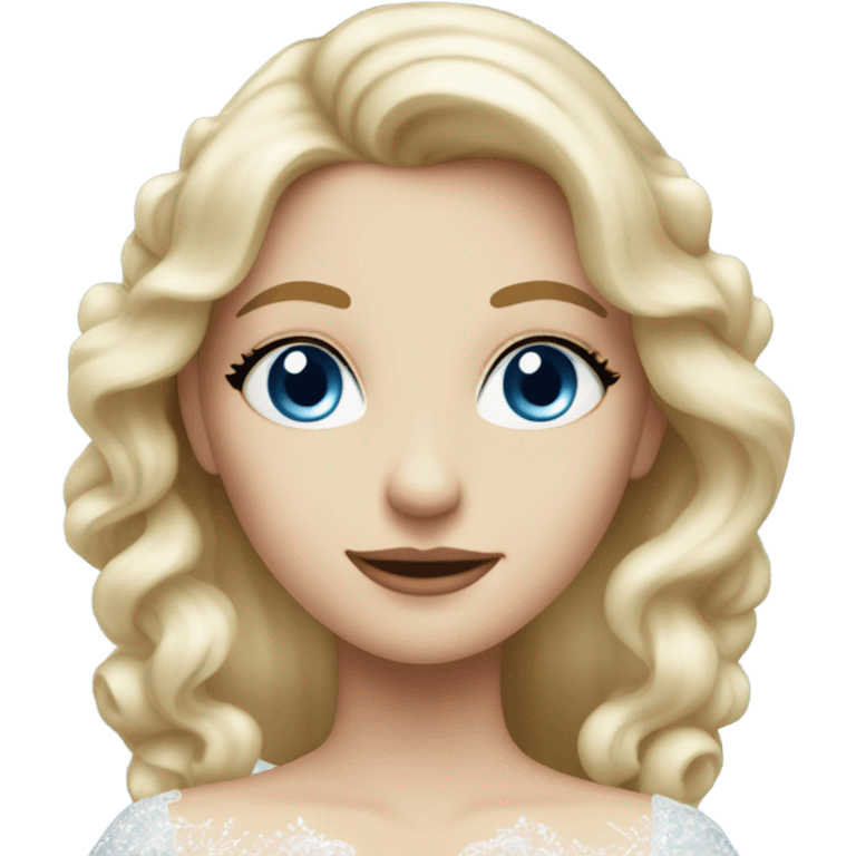 Beautiful blond girl with blue eyes and long wedding dress emoji