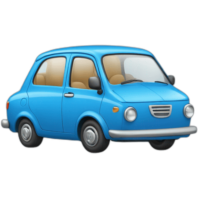 blue car with a Smiling face emoji