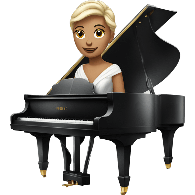 elegant lady in a classy dress playing the grand piano emoji