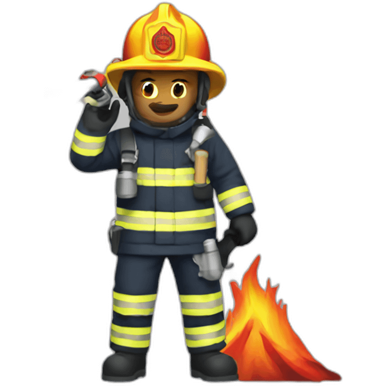 Firefighter extinguishing a vulcano emoji