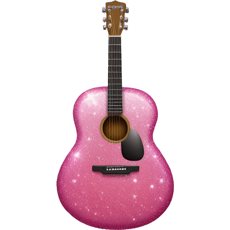 a very sparkly pink acoustic guitar standing straight up emoji