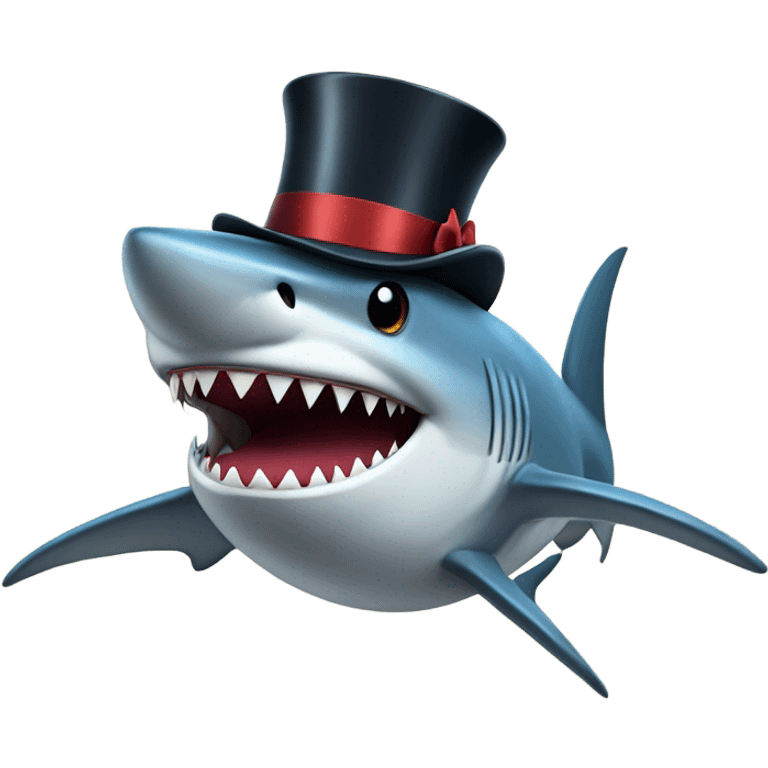 Shark with a top hat emoji