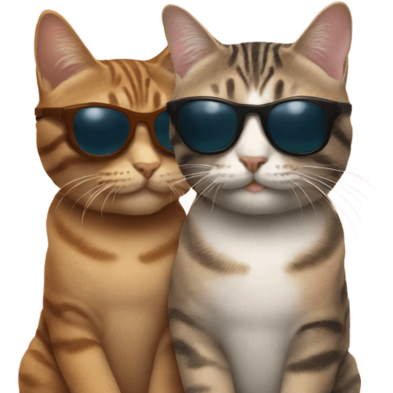 2 tabby cats with sunglasses emoji