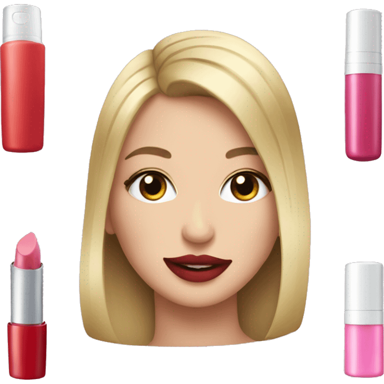 emoji of lipstick, makeup and shampoo emoji