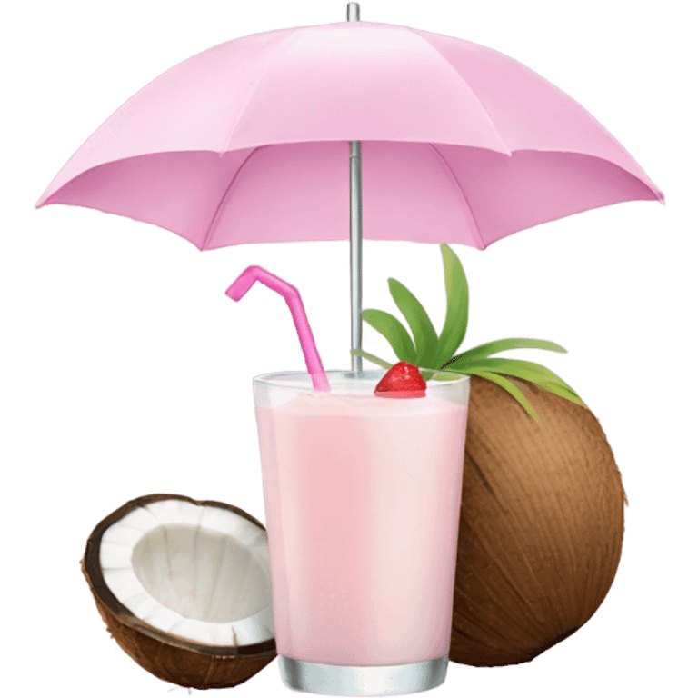 coconut drink with light pink umbrella emoji