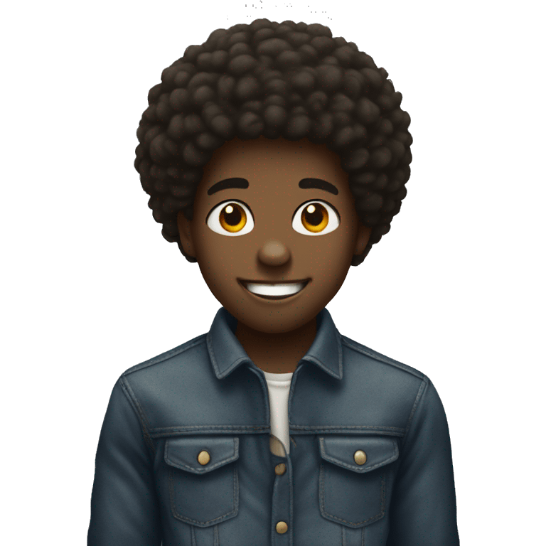 A black boy, with an Afro and a gap in his teeth emoji