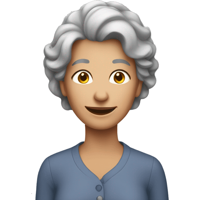 older woman gray middle l hair happy face emoji