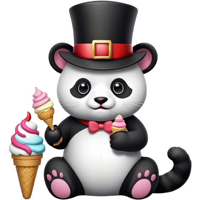 Panda eating ice cream + Cat with tophat + Christmas nutcracker + Cat with tophat + Panda eating ice cream + Panda eating ice cream + Panda eating ice cream emoji