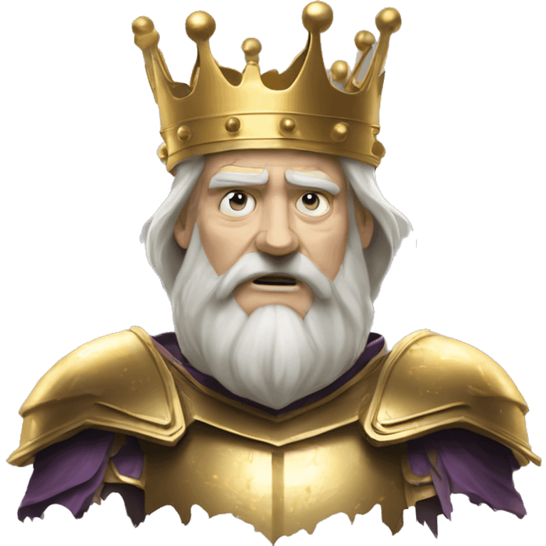 Vintage King hamlet old man big beard gold crown wearing armour fading ghost hands out trapped melting into wisps emoji