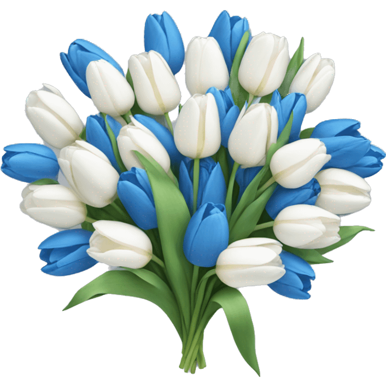 white and blue tulip bouquet  emoji