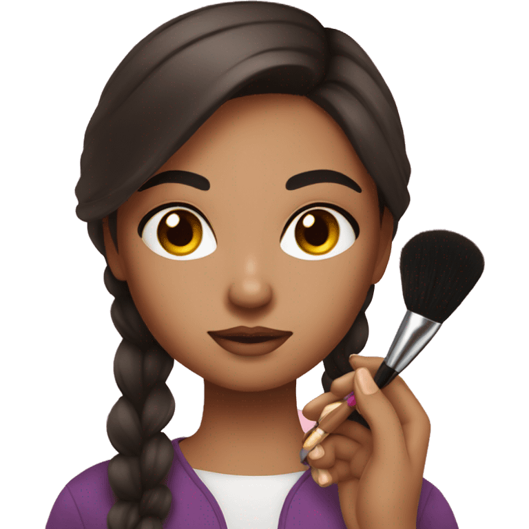 Brunette girl doing makeup emoji