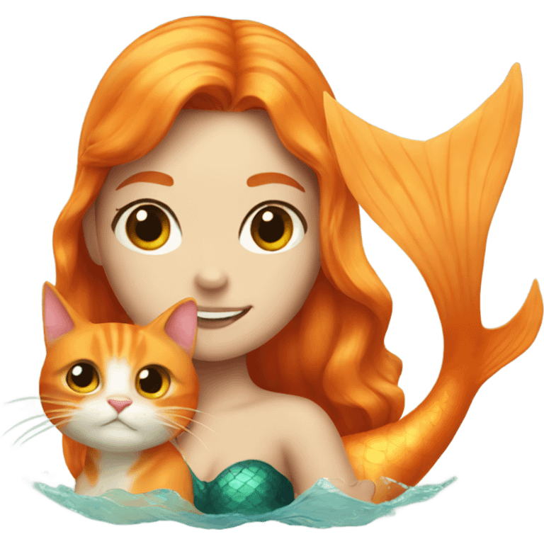 Mermaid and orange cat emoji